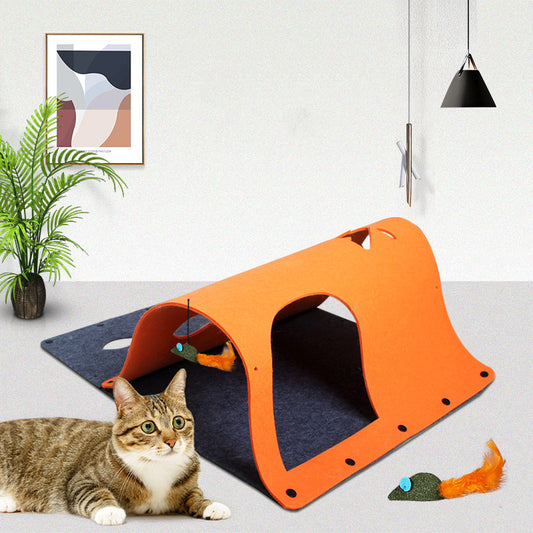 2-in-1 Felt Cat Tunnel and Pet Nest House