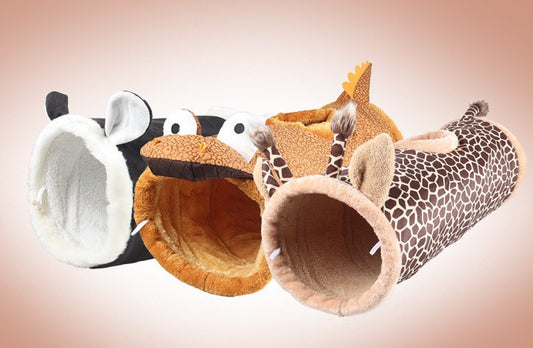 Plush Cat Tunnel Toy with Crinkle Paper