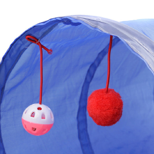 Collapsible Cat Tunnel Toy with Hanging Ball