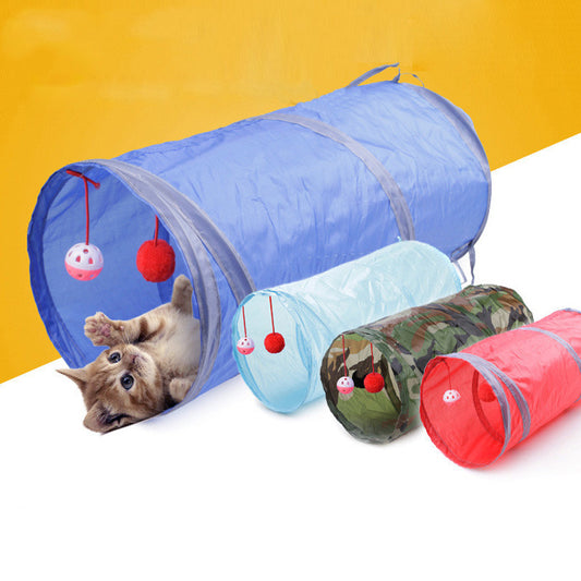 Collapsible Cat Tunnel Toy with Hanging Ball