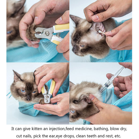 Adjustable Cat Grooming Bag for Bathing and Nail Trimming