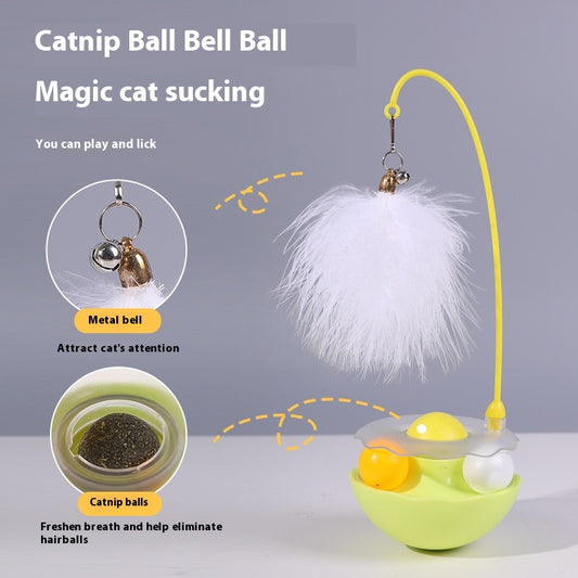 Interactive Cat Tumbler Toy with Feather Wand and Catnip Ball