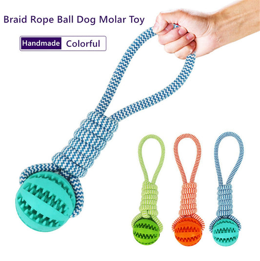 Interactive Rubber Treat Ball with Rope for Dogs