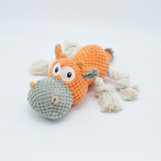 Cow Plush Dog Toy with Squeaky Sound