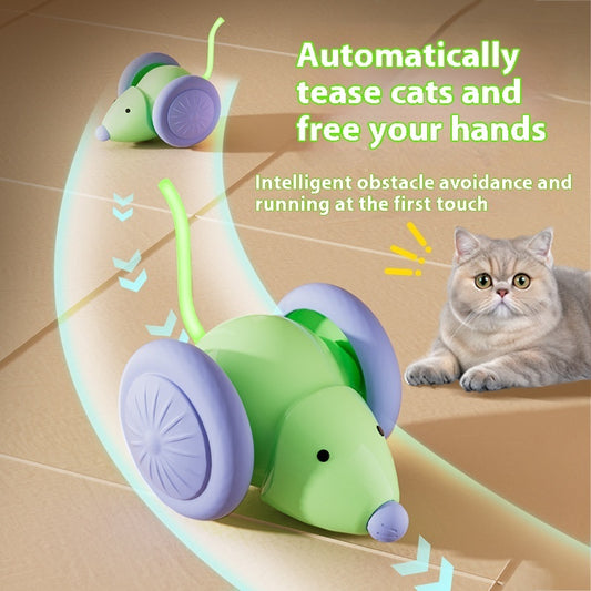 Interactive Electric Mouse Cat Toy with Obstacle Avoidance