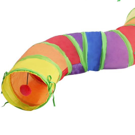 Rainbow S-Shaped Collapsible Cat Tunnel Toy