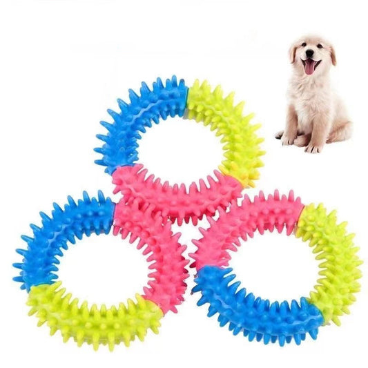 Three-Color TPR Dog Chew Ring Toy