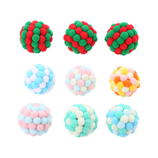 Colorful Plush Cat Ball Toy