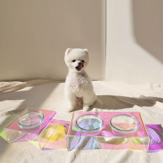 Acrylic Rainbow Pet Bowl Stand
