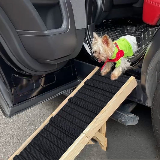 Adjustable Wooden Dog Ladder with Non-Slip Foldable Design